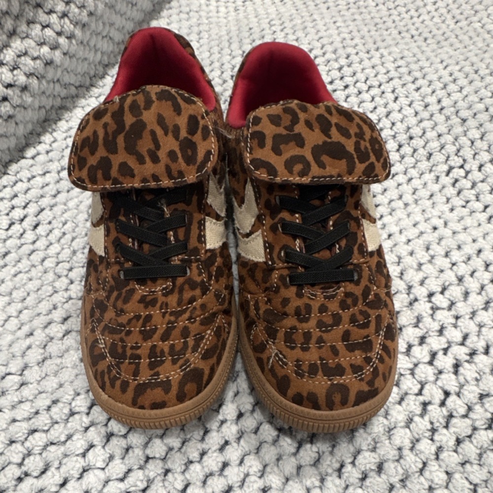Madden Girl Leopard Print Low Top Lace-Up Kids Sneakers Brown Black Red US 1
